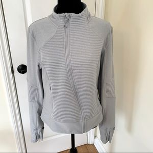 Mondetta Light Gray Quilted Zip-Up Jacket